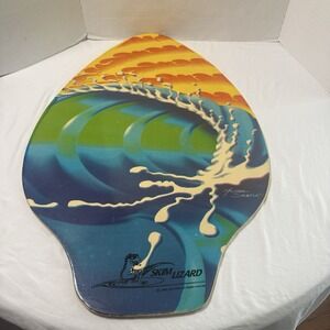 Vintage Michael Searle Skim Board Signed Surfing Lizard Wood Surfing Boogie 36"H
